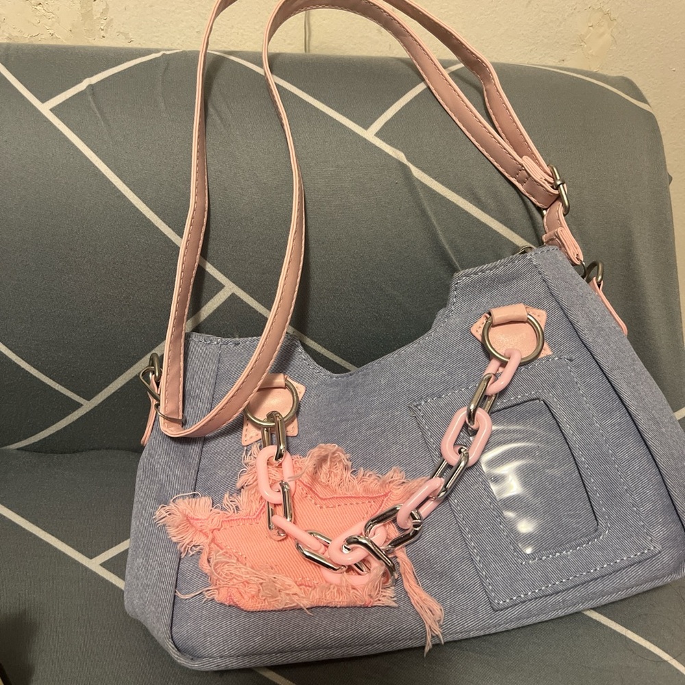 Stylish Blue and Pink Handbag
